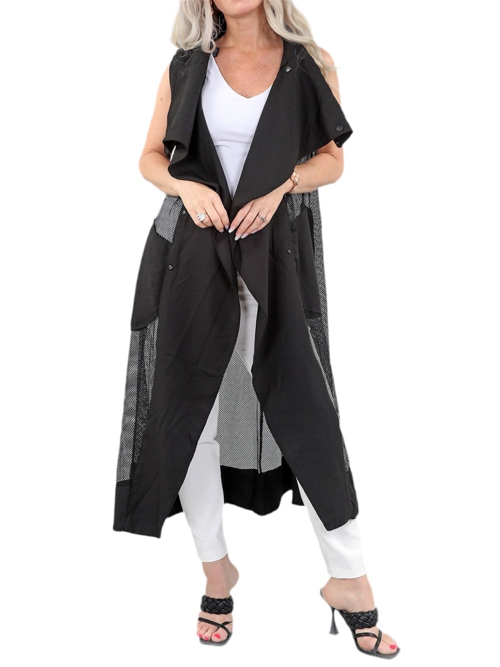 Michael Tyler Black Mesh Long Vest Size Large